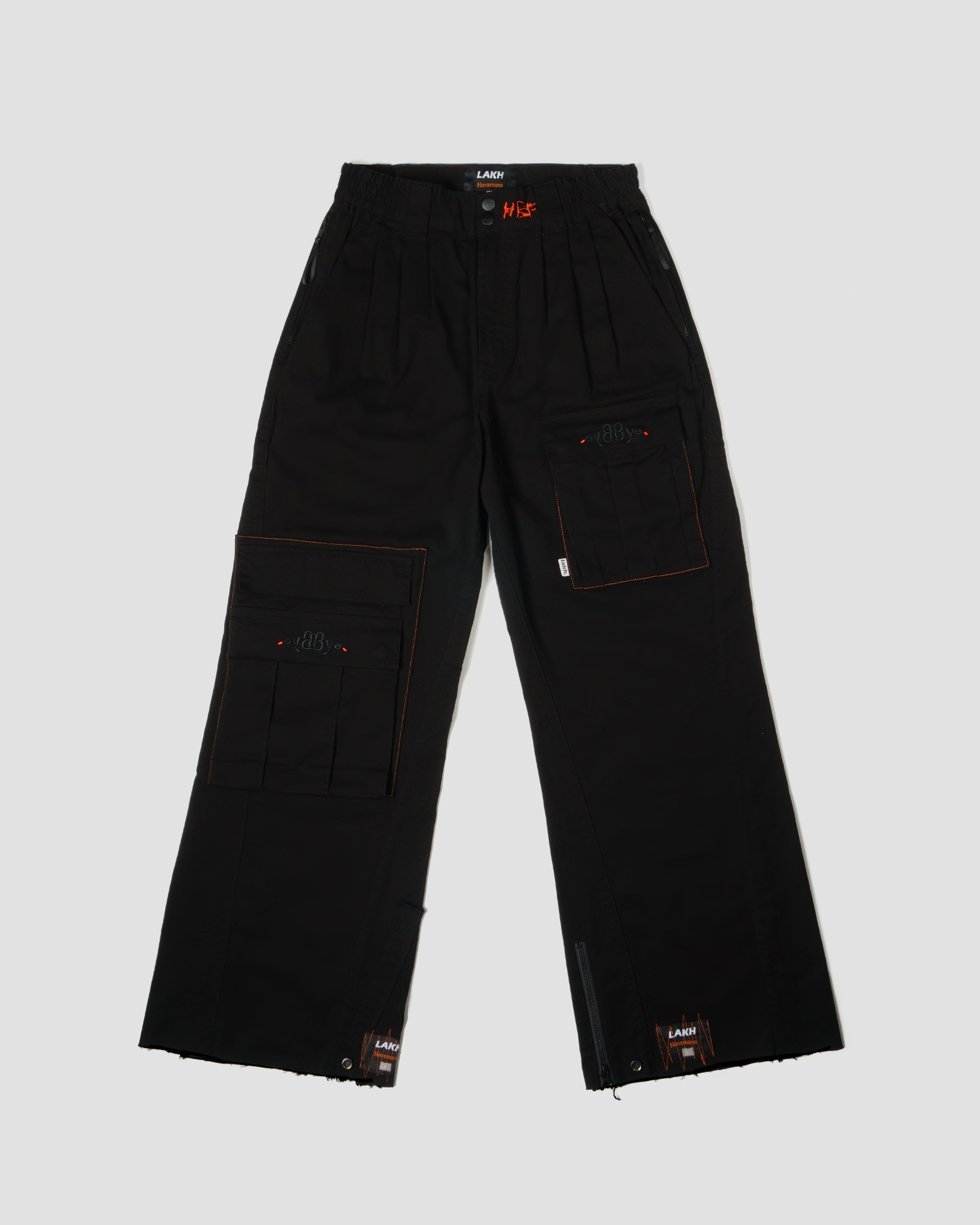 LAKH x HIBYEFRIEND Cargo Bell-Bottomed Pants - Black