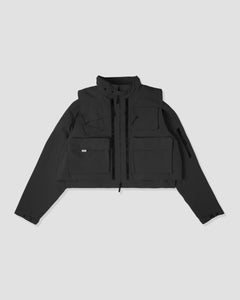 Double Layered Half Jacket - Black