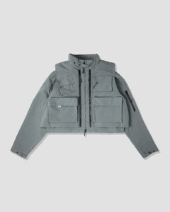 Double Layered Half Jacket - Grey