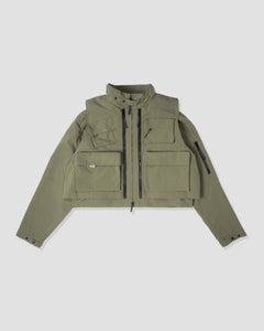 Double Layered Half Jacket - Olive