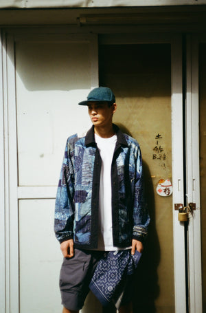 LAKH x KUON Printed Boro Reversible Coach Jacket - Navy