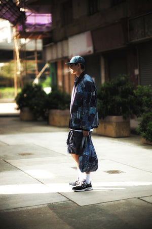 LAKH x KUON Printed Boro Reversible Coach Jacket - Navy