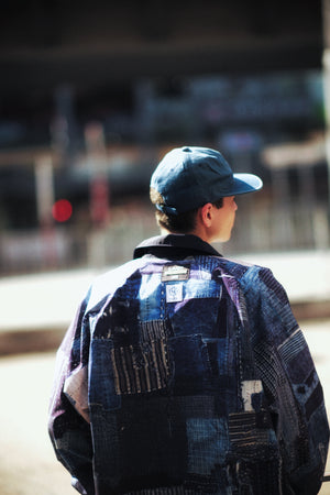 LAKH x KUON Printed Boro Reversible Coach Jacket - Navy