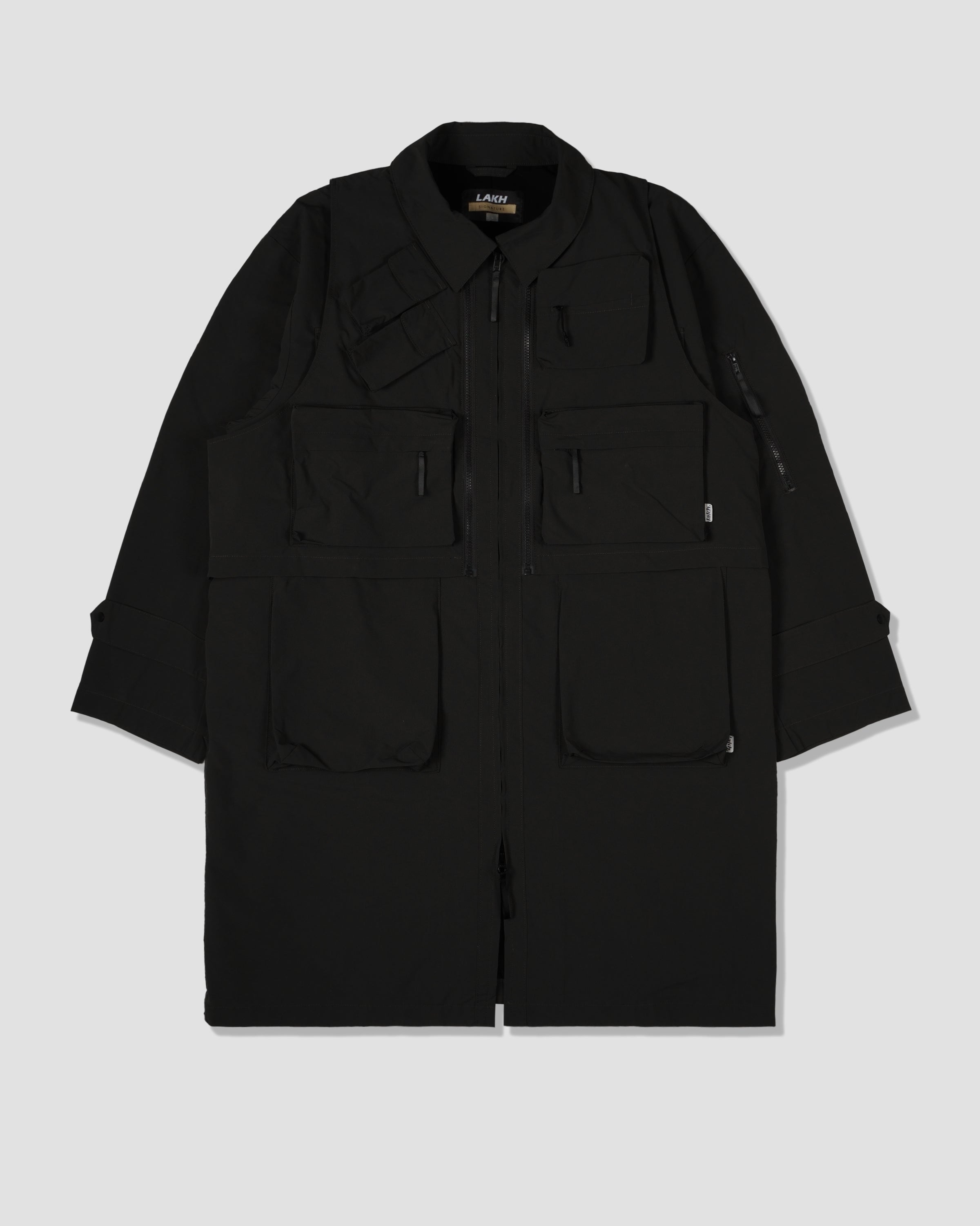 Functional Double Layered Coat - Black