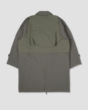 Functional Double Layered Coat - Olive