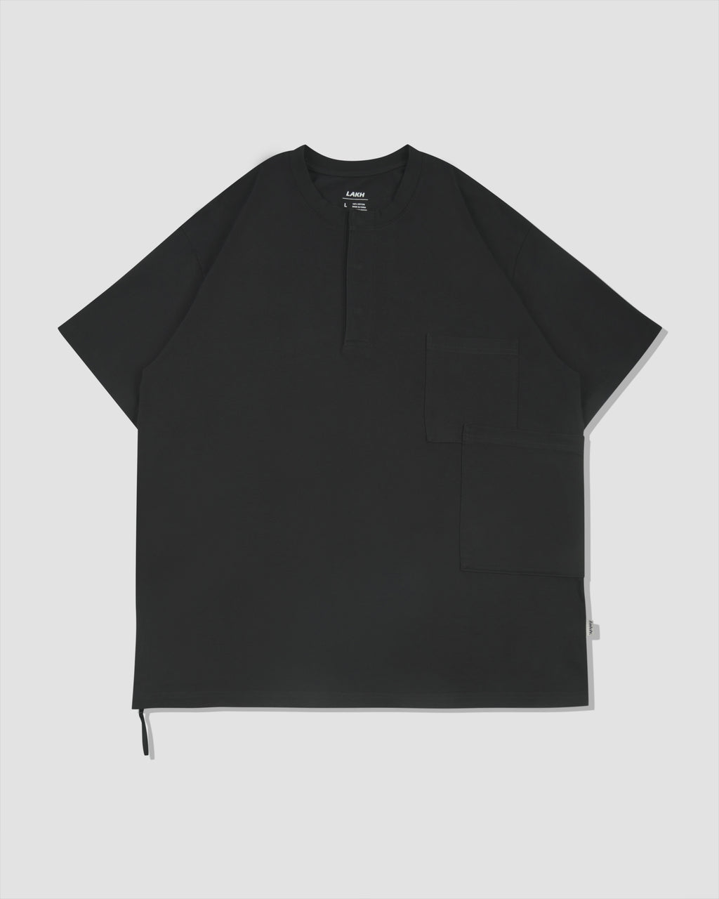 Henley Neck Pockets Tee - Black