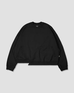 Irregular Patched Crewneck - Black