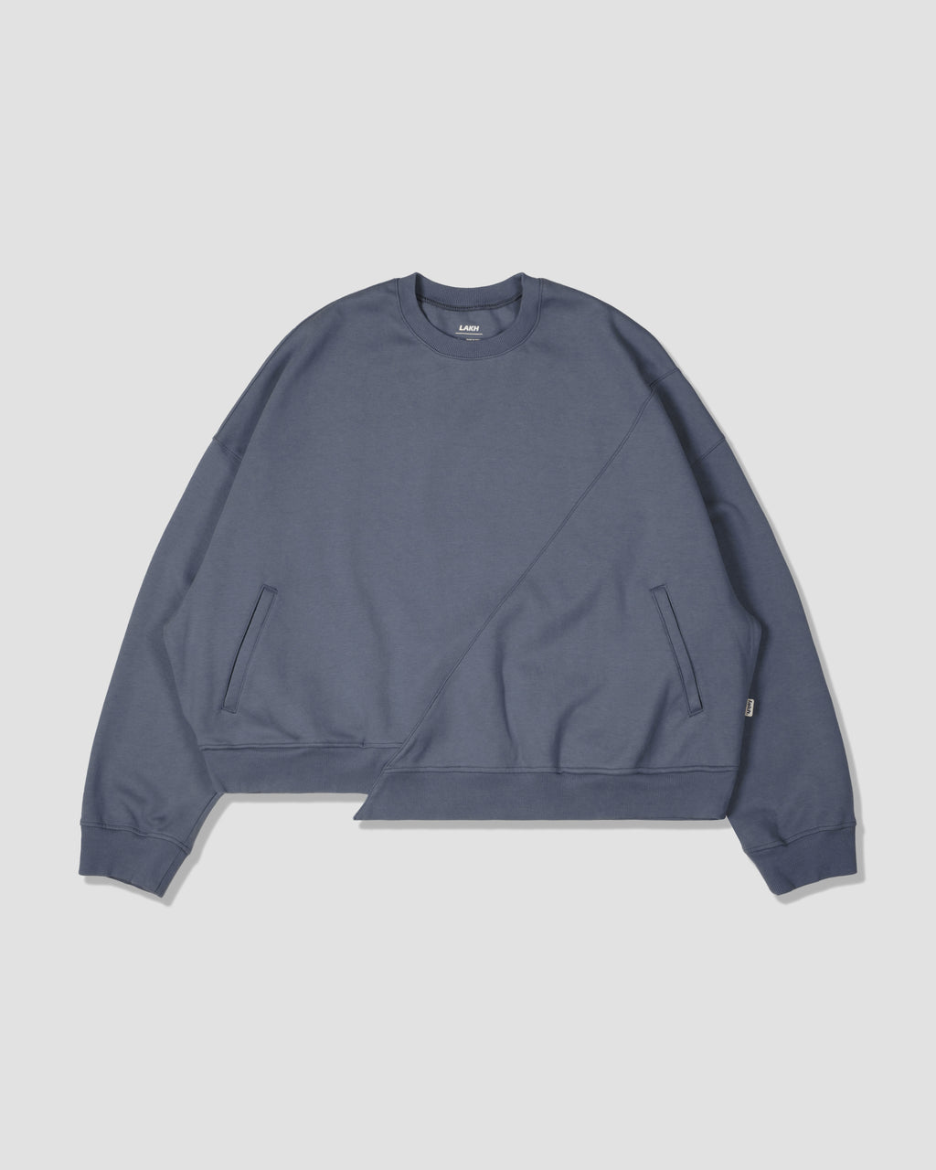 Irregular Patched Crewneck - Steel Blue