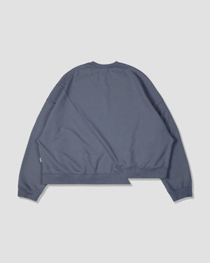 Irregular Patched Crewneck - Steel Blue