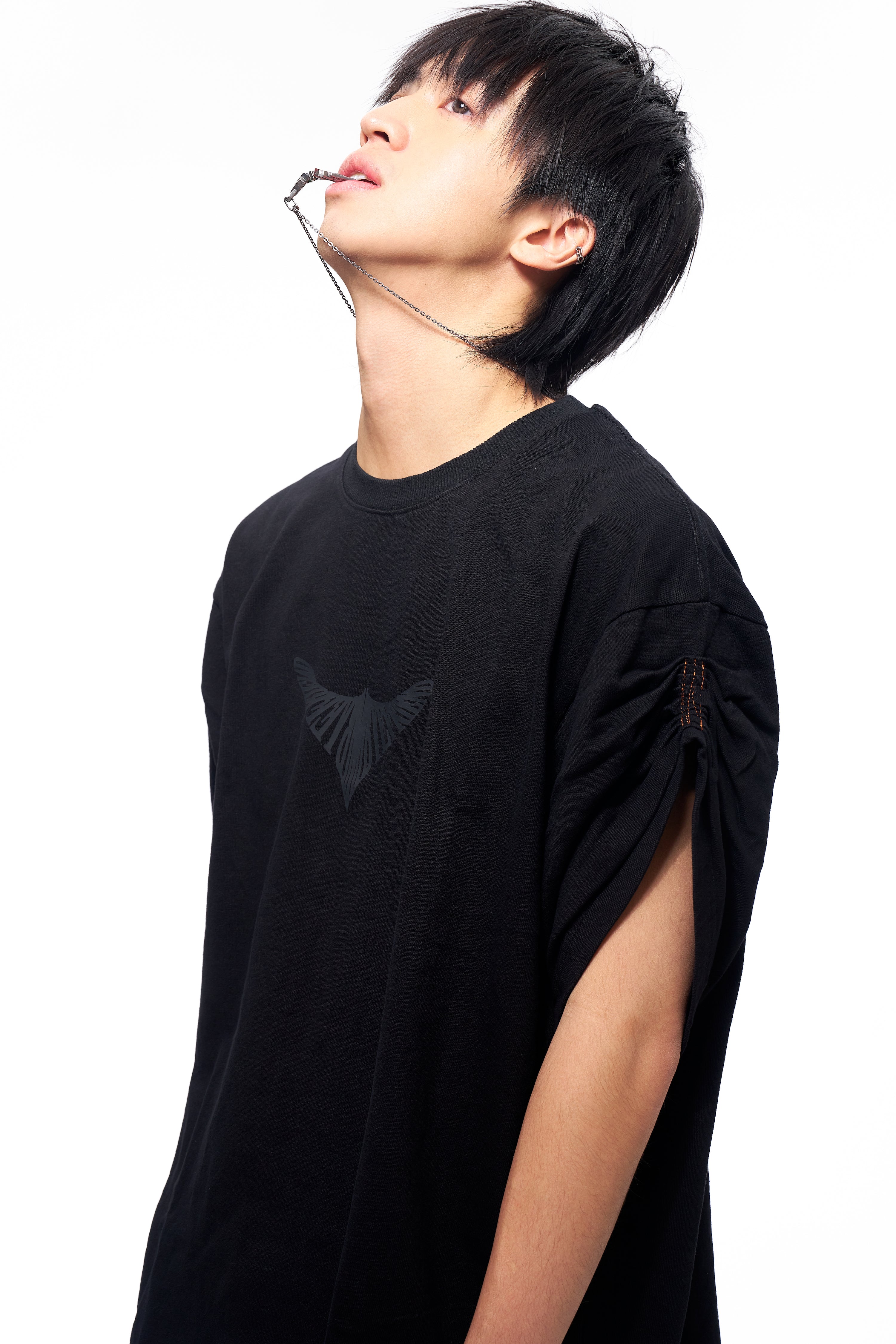 LAKH x HIBYEFRIEND Rolled Sleeves T-Shirt - Black