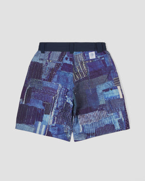 LAKH x KUON Printed Boro Trapezoid Pockets Utility Shorts