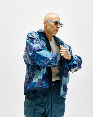 LAKH x KUON Printed Boro Reversible Coach Jacket - Navy