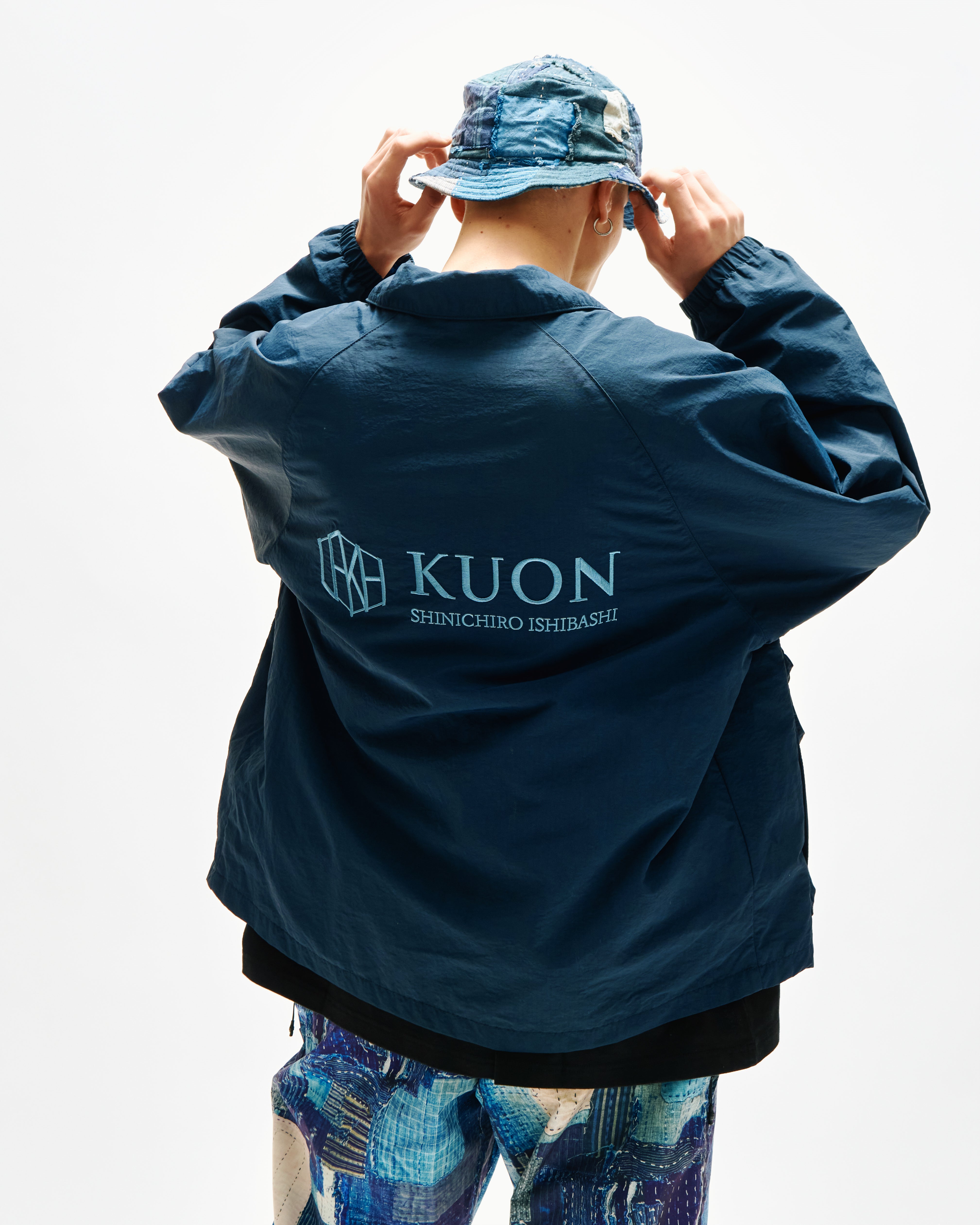 LAKH x KUON Printed Boro Reversible Coach Jacket - Navy