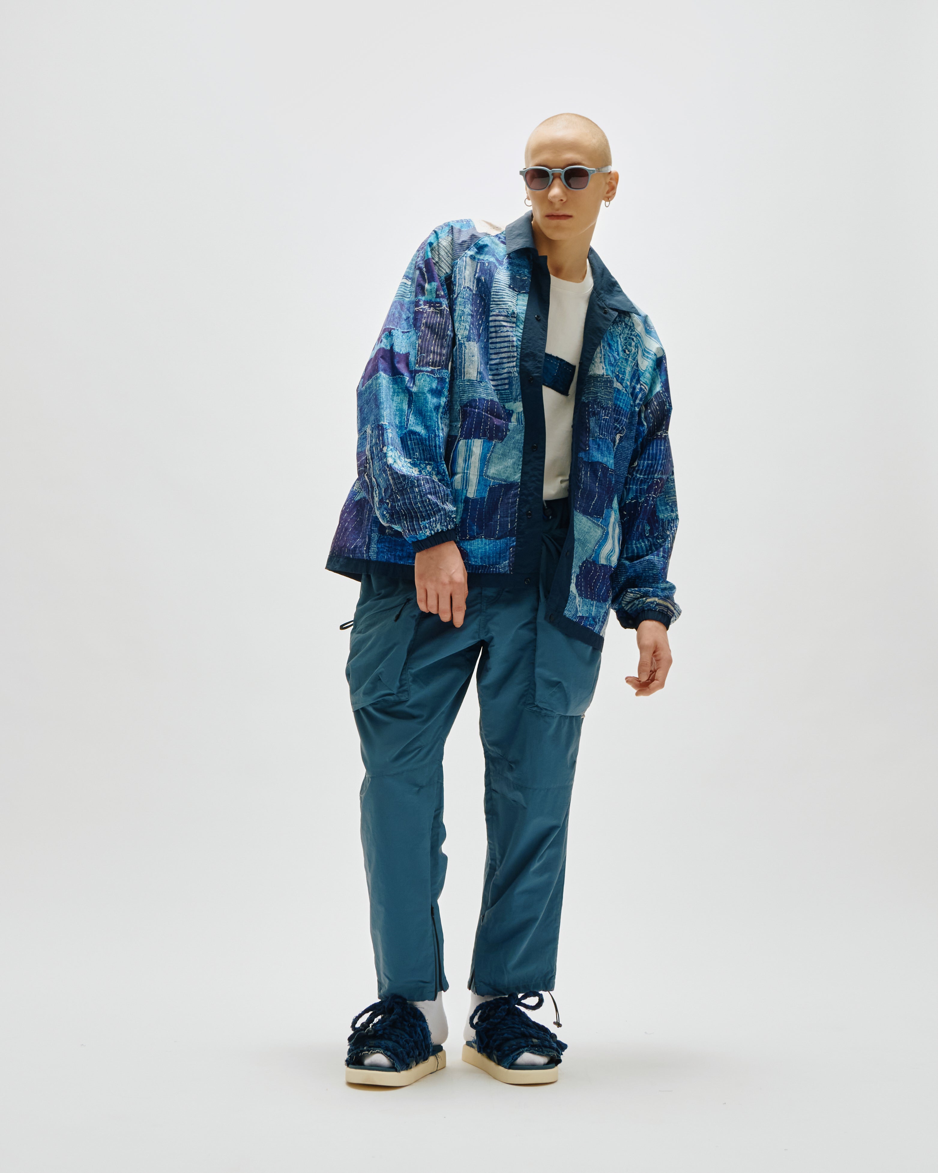 LAKH x KUON Printed Boro Reversible Coach Jacket - Navy