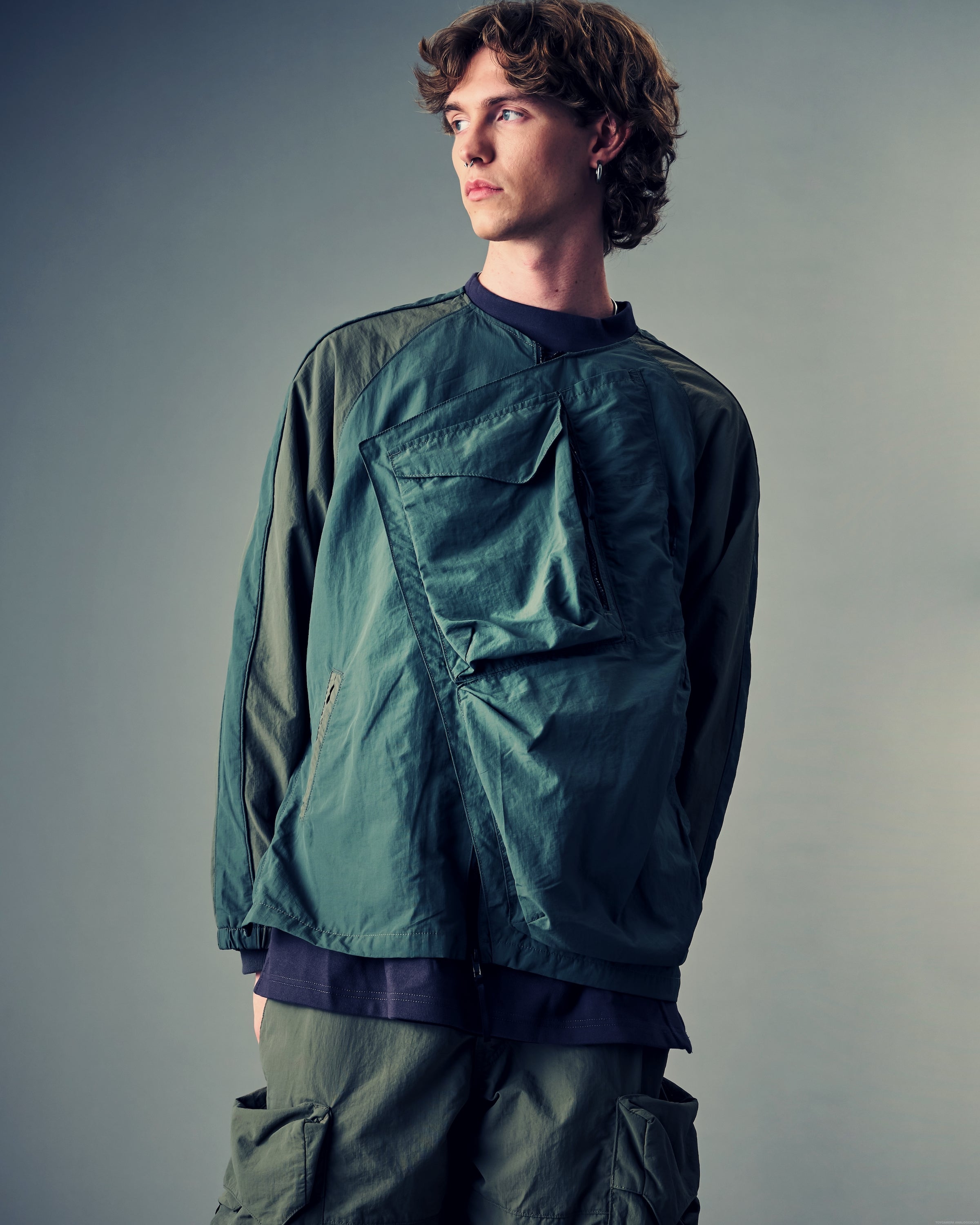 Slanted Pockets Functional Jacket - Olive