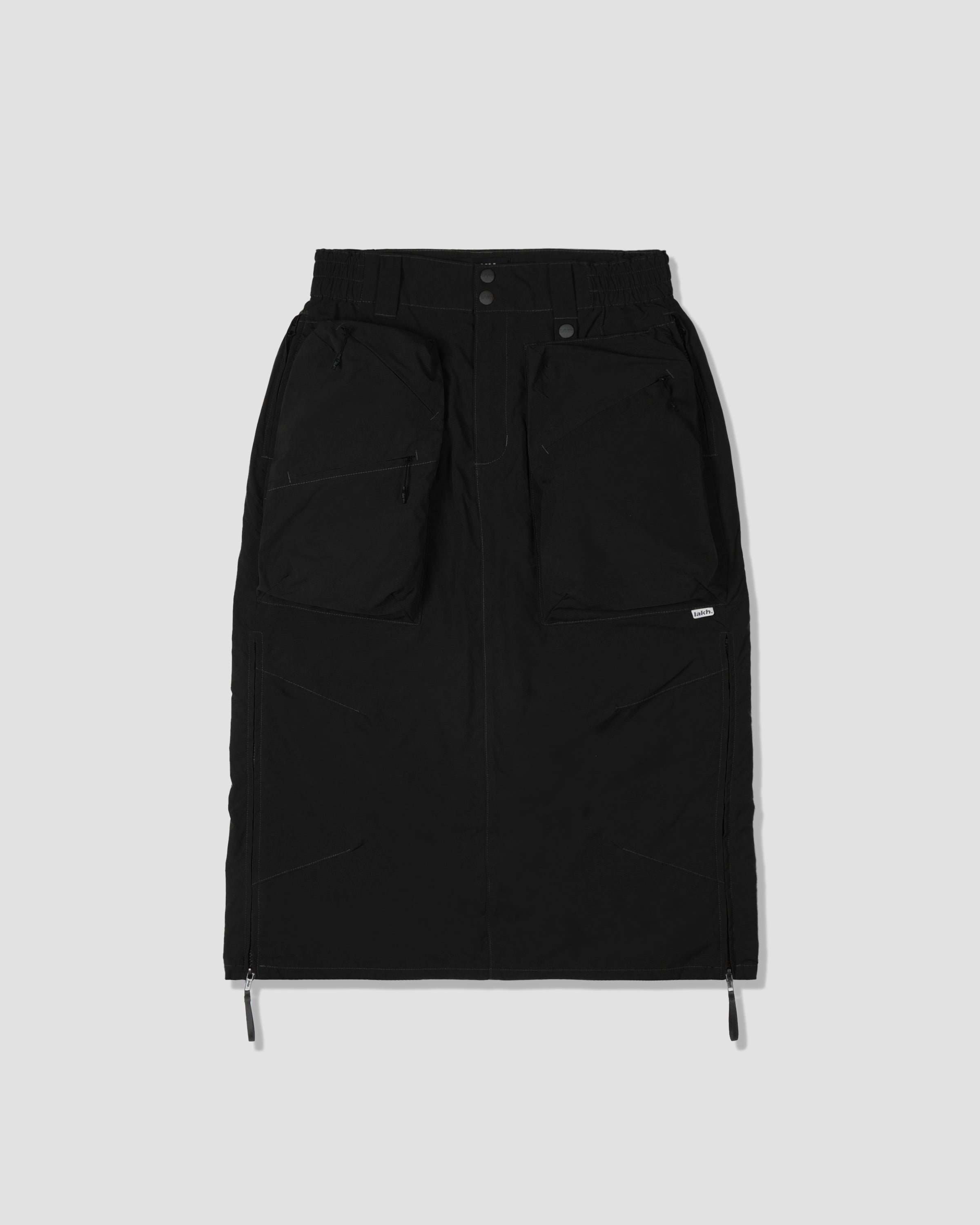 Trapezoid Pockets Cargo Skirt - Black