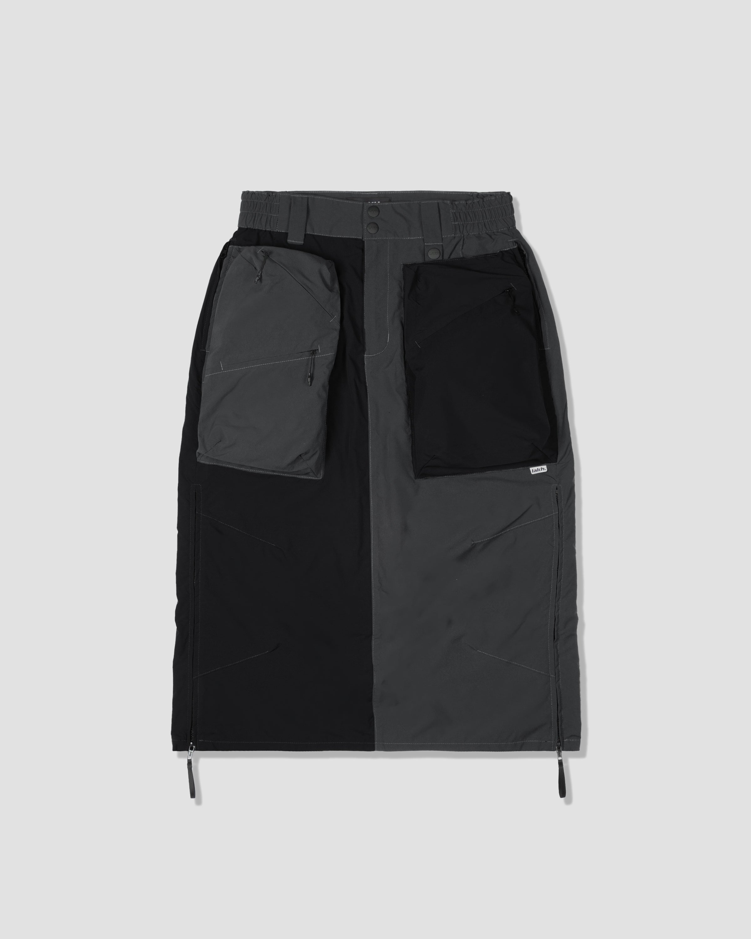 Trapezoid Pockets Cargo Skirt - Black/Grey