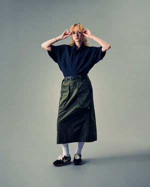 Trapezoid Pockets Cargo Skirt - Olive