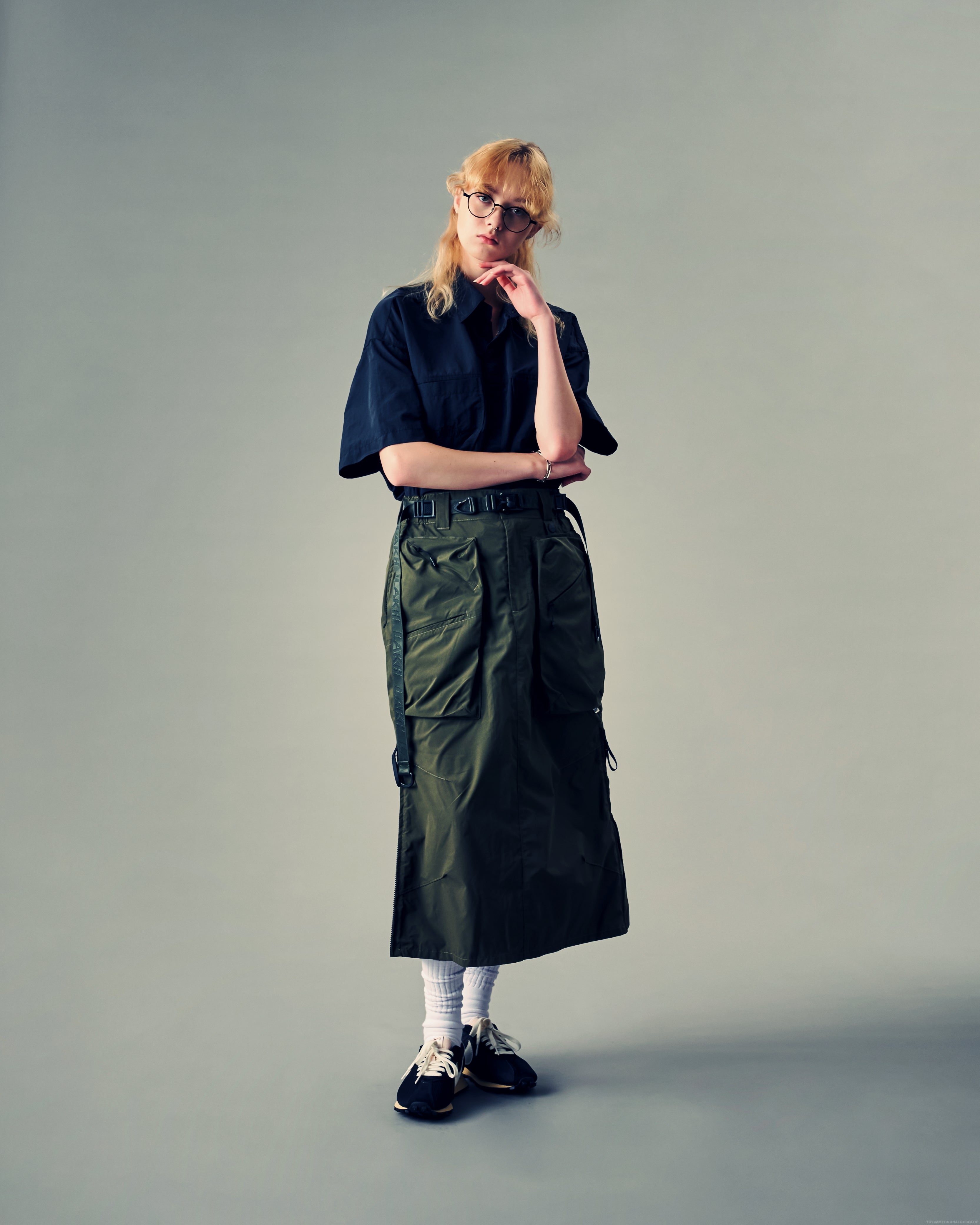 Trapezoid Pockets Cargo Skirt - Olive