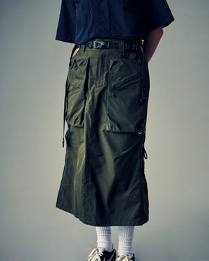 Trapezoid Pockets Cargo Skirt - Olive