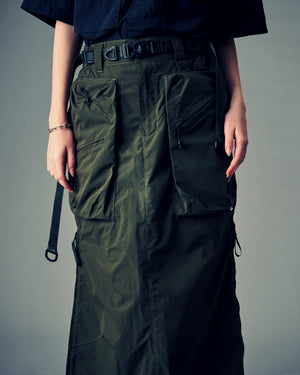 Trapezoid Pockets Cargo Skirt - Olive