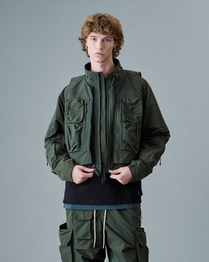 Twenty Pockets Half Jacket - Army Green