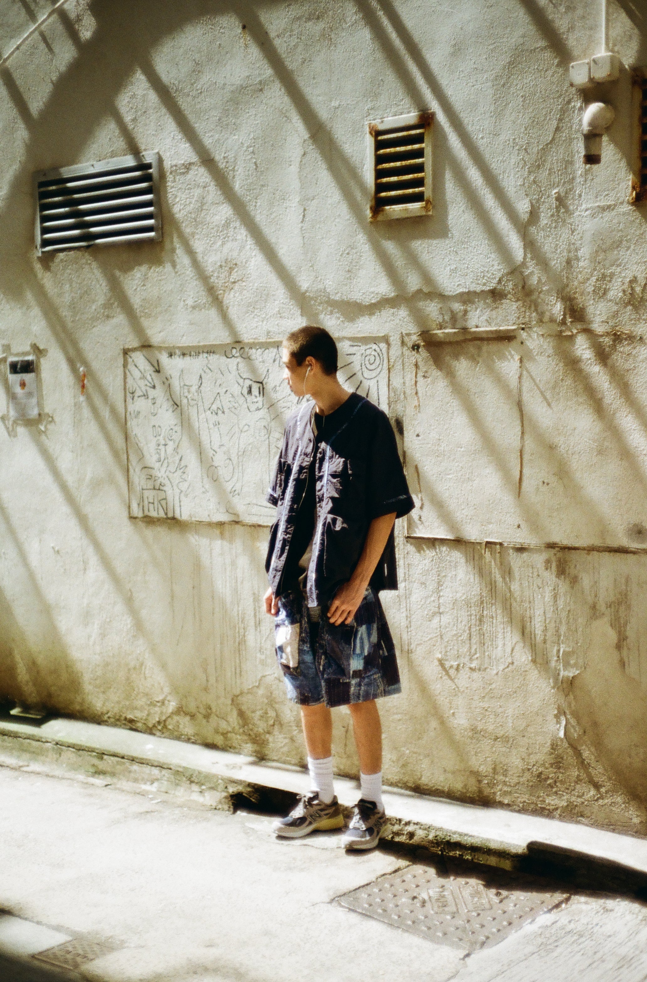 LAKH x KUON Printed Boro Trapezoid Pockets Utility Shorts