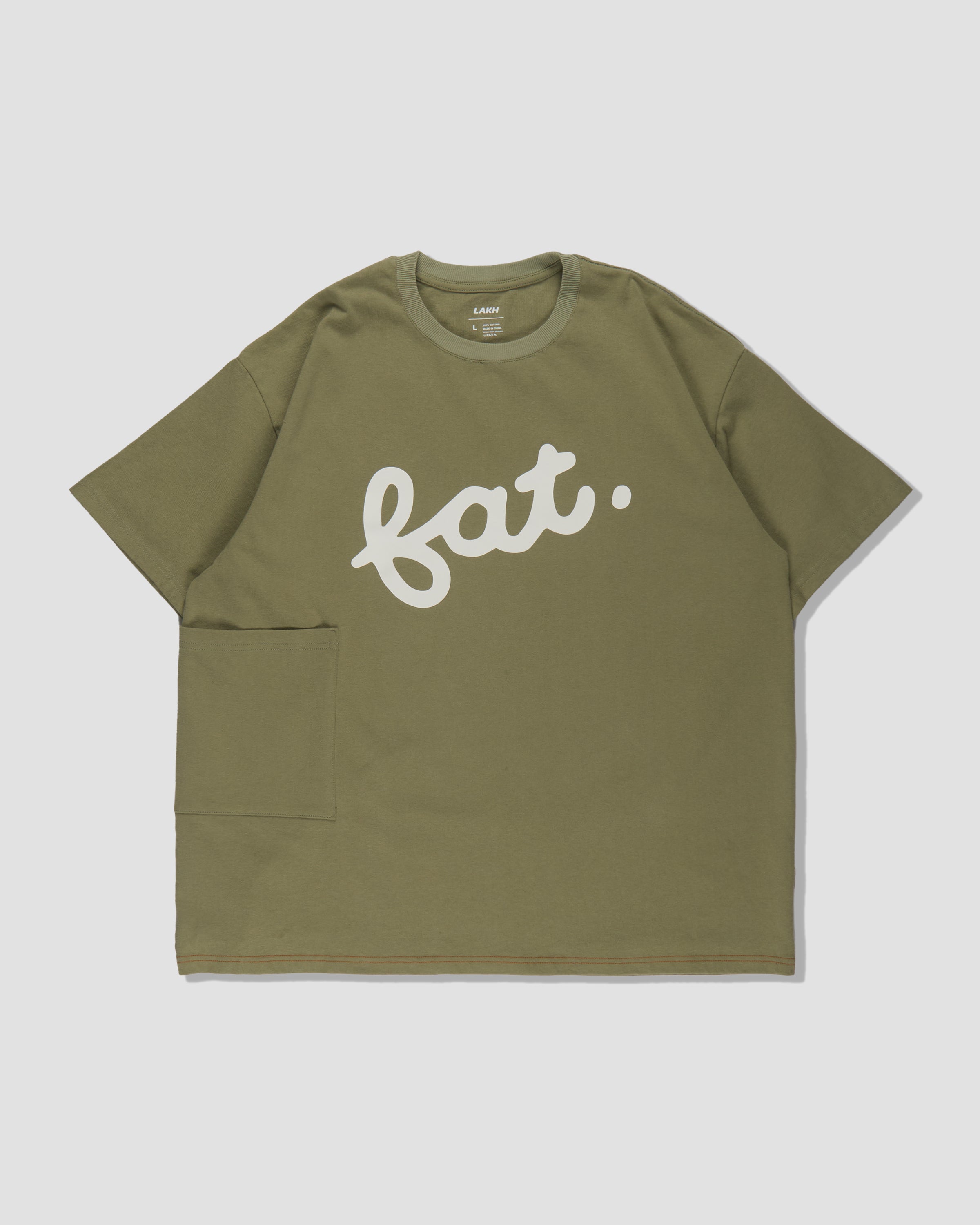 FAT COFFEE WITH LAKH Logo Pocket Tee - Olive