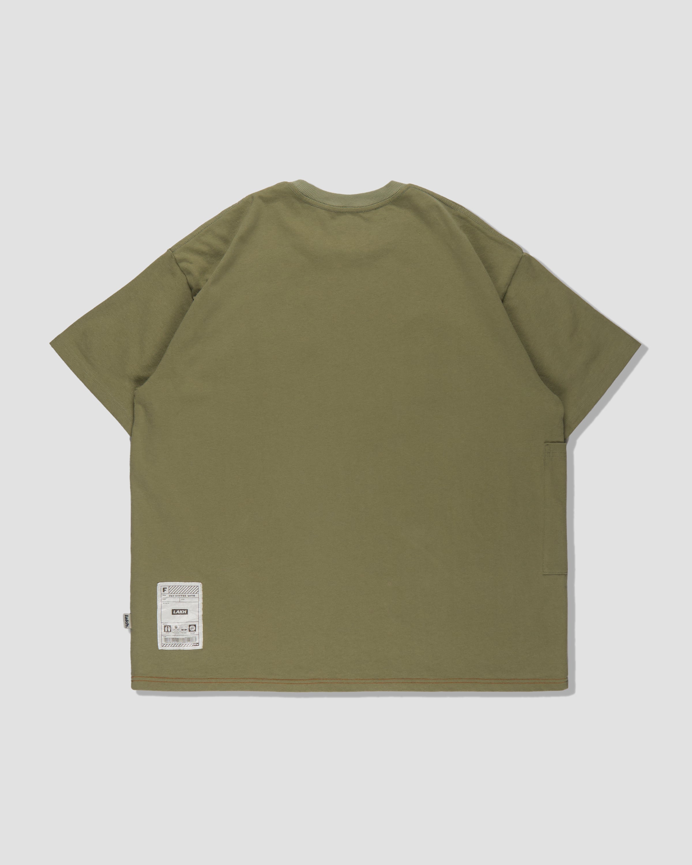 FAT COFFEE WITH LAKH Logo Pocket Tee - Olive